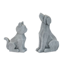 Load image into Gallery viewer, Poly Cat Dog Figurines (Set of 2) - Gray
