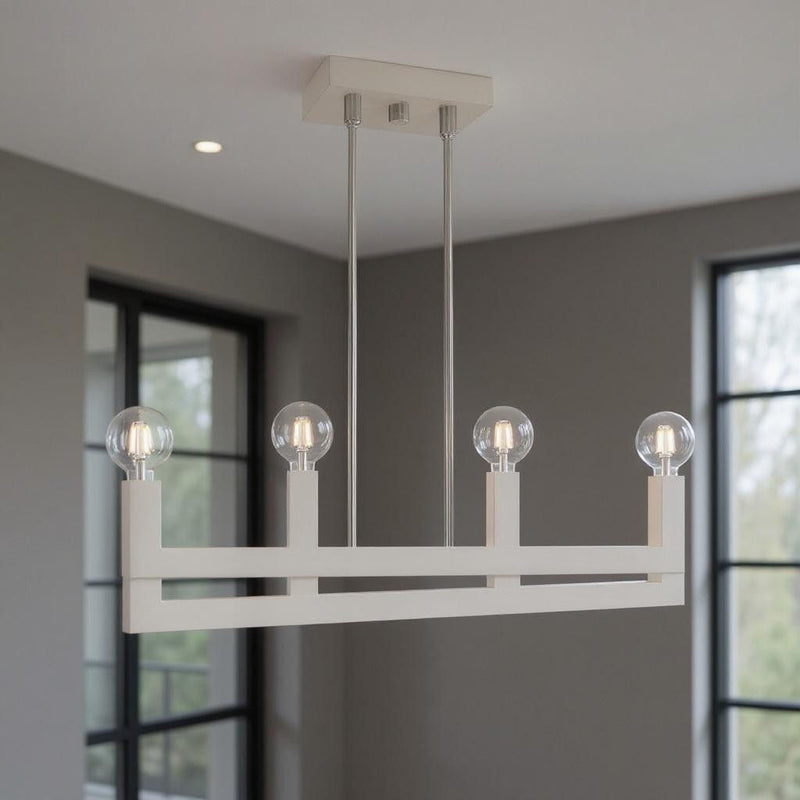 17'' Four-Light Dimmable Chandelier With Shades - Nickel