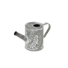 Load image into Gallery viewer, Galvanized Flowers Hand Painted Decorative Watering Can (635818) - Gray / White
