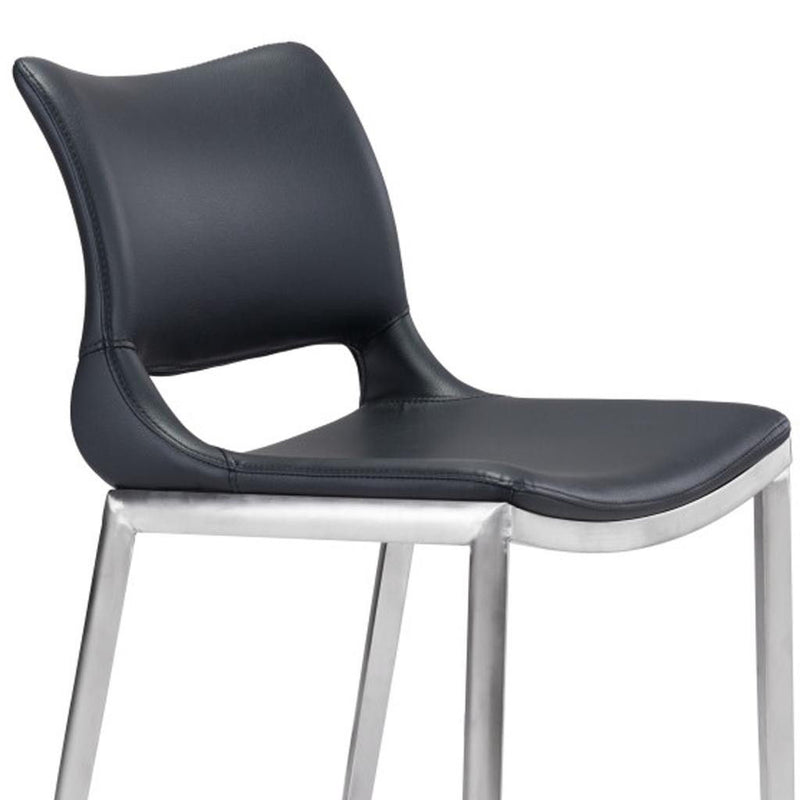 25" Steel Low Back Counter Height Bar Chairs (Set of 2) - Black And Silver