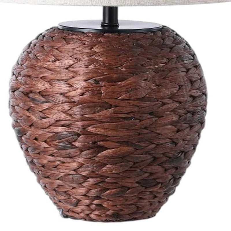 Urn Table Lamp With Globe Shade - Dark Brown