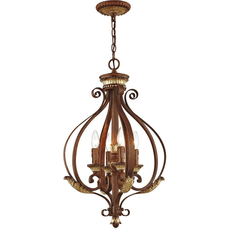 27" Four Light Dimmable Chandelier With Shades - Bronze