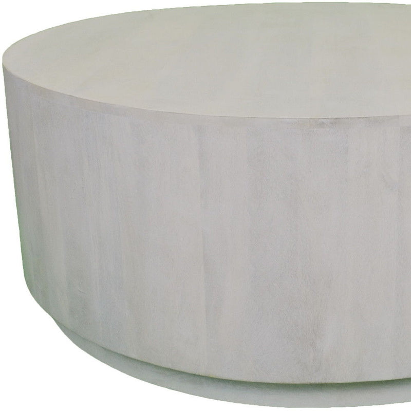 Rustic Solid Wood Round Distressed Coffee Table - White