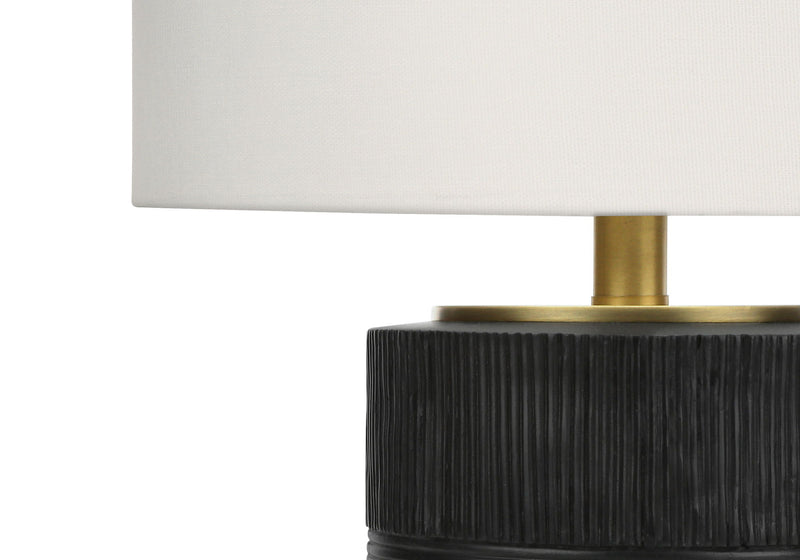 Cylinder Table Lamp With Ivory Drum Shade - Black