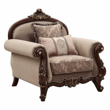 Load image into Gallery viewer, Velvet Floral Arm Chair - Beige And Brown
