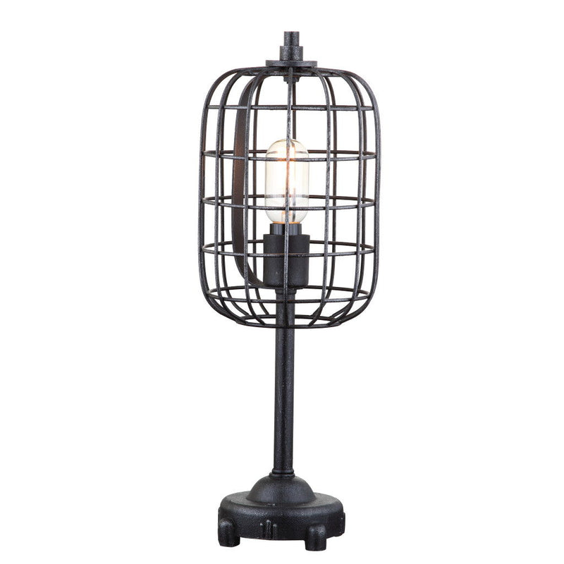 Geometric Novelty Table Lamp With Drum Shade - Black