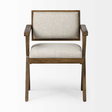 Load image into Gallery viewer, Upholstered Fabric Open Back Dining Room Arm Chair - Cream

