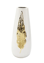 Load image into Gallery viewer, Leaf Oval Table Vase With Sculptural Details - White
