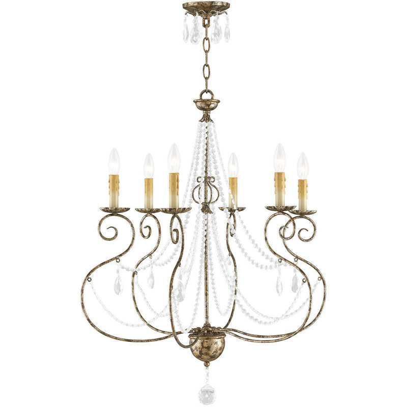 33'' Six Light Dimmable Chandelier With Shades - Bronze