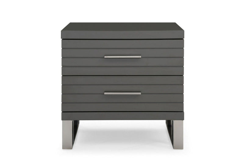 Two Drawer Nightstand - Silver And Gray