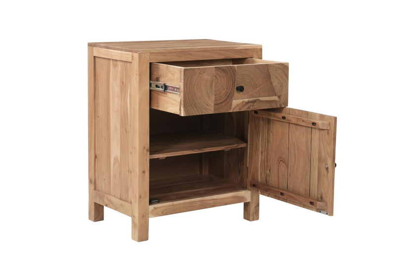 Solid Wood Square One Drawer Nightstand - Natural