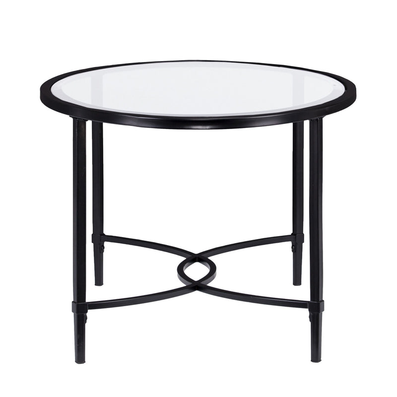 Glass And Metal Oval Coffee Table - Clear / Black