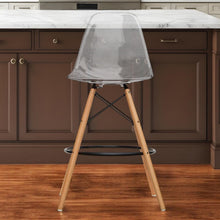 Load image into Gallery viewer, Acrylic And Solid Wood Counter Height Bar Chair - Clear And Brown
