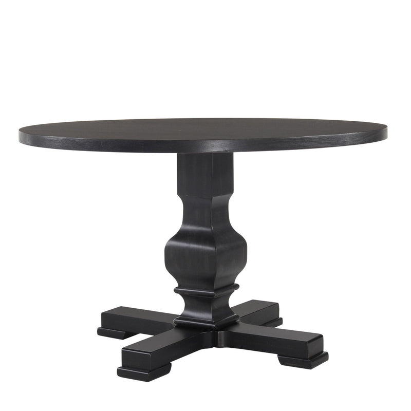 47" Rounded Solid Wood Pedestal Base Dining Table - Black