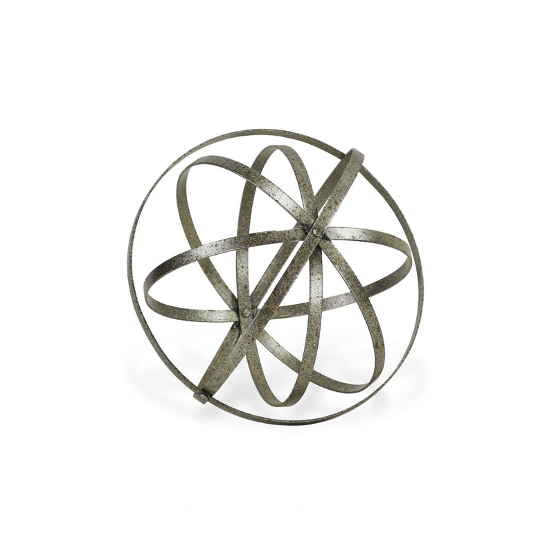 Hand Painted Decorative Orb Tabletop Sculpture - Silver