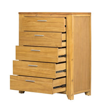 Load image into Gallery viewer, 5 Drawer Dresser - Natural Wood / Brown
