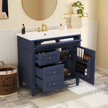 Load image into Gallery viewer, Bathroom Vanity With Top Sink, Modern Bathroom Storage Cabinet, 2 Drawers And A Tip-Out Drawer, Single Sink Bathroom Vanity - Blue
