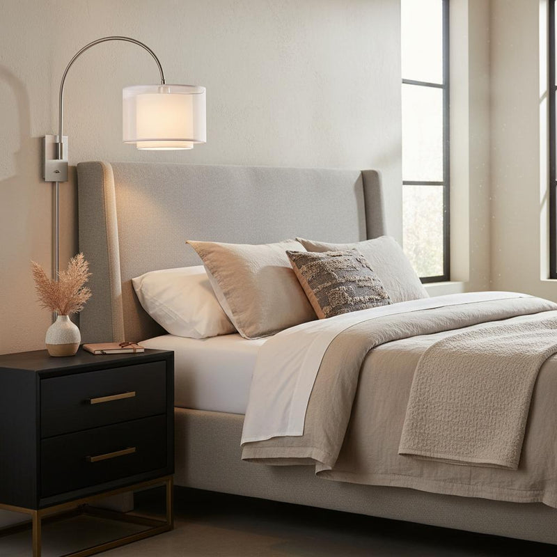 Sheer Fabric Flush Mount Wall Sconce - Clear / Silver / White