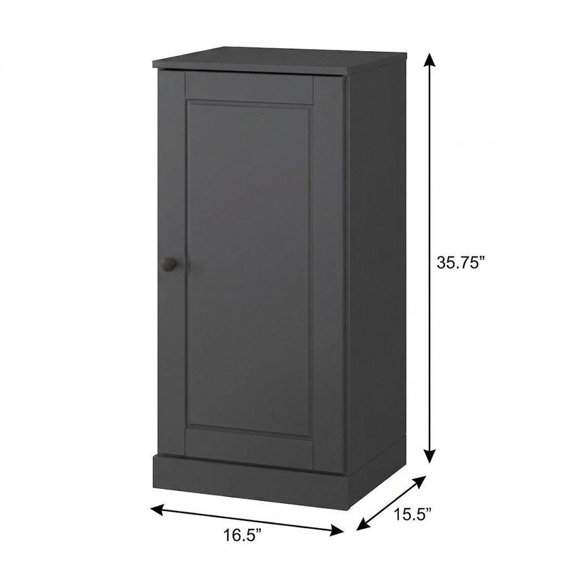 Solid Wood Adjustable Three Tier Library Bookcase With One Door (751362) - Gray