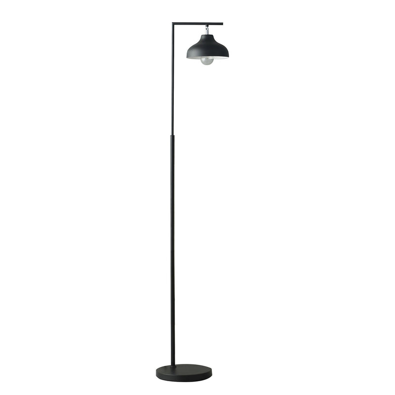 LED Arc Floor Lamp With Black Metal Bowl Shade - Black