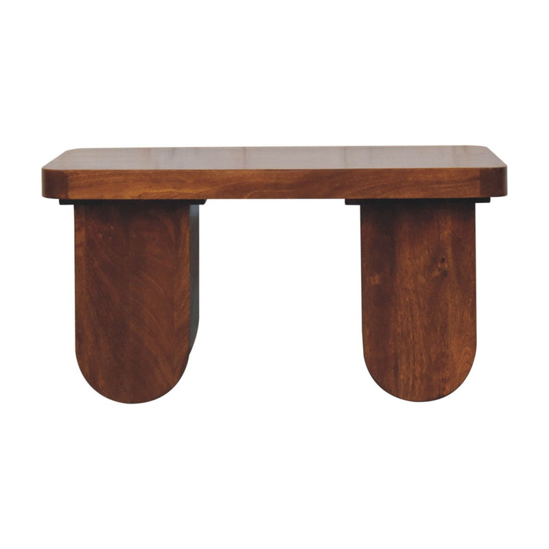 Solid Wood Double Pedestal Coffee Table - Chestnut
