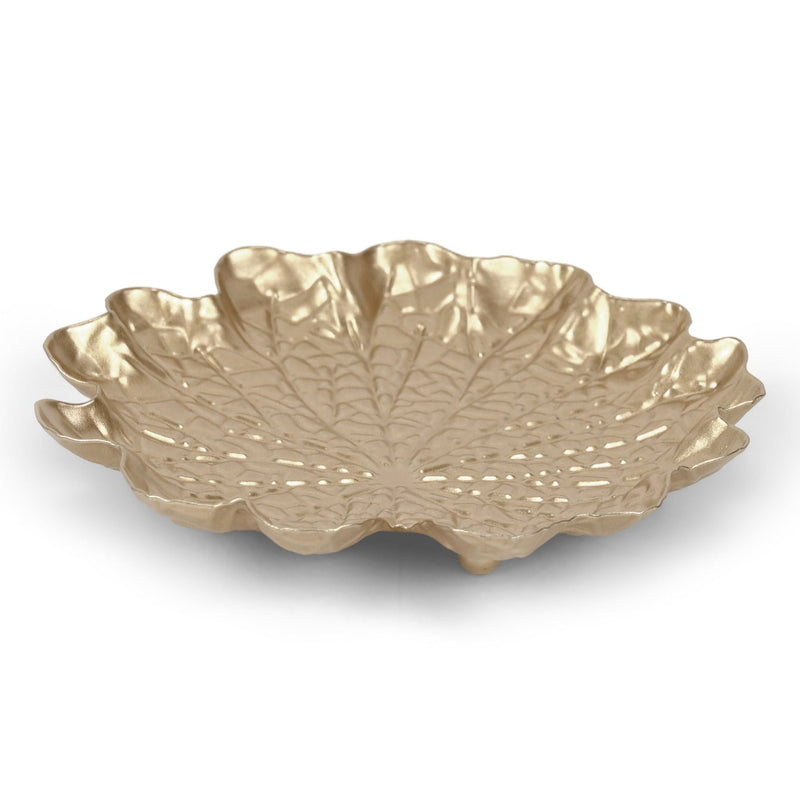 6" Metal Handmade Leaf Trinket Tray - Gold