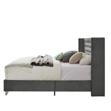 Load image into Gallery viewer, B100S King bed, Button designed Headboard,strong wooden slats + metal legs with Electroplate
