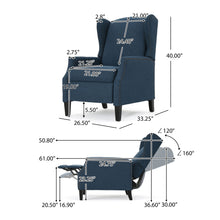 Load image into Gallery viewer, Westeros Wing Back Fabric Upholstered Recliner

