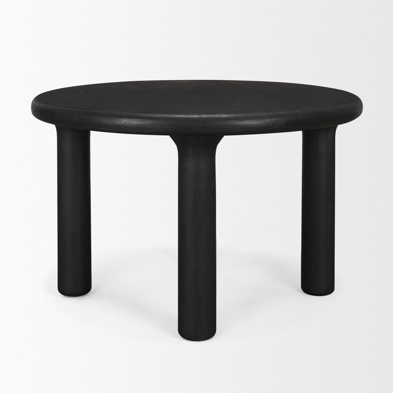 Solid Wood Round Top Dining Table (727892) - Black
