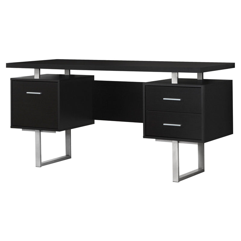 Computer Desk With Three Drawers - Black And Silver