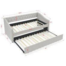 Load image into Gallery viewer, Upholstered Tufted Daybed With Drawers, Waved Arms
