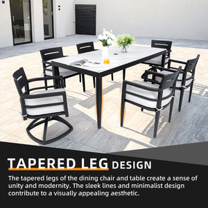 Modern Outdoor Patio Dining Set With Table And Chairs With Sunbrella Cushions