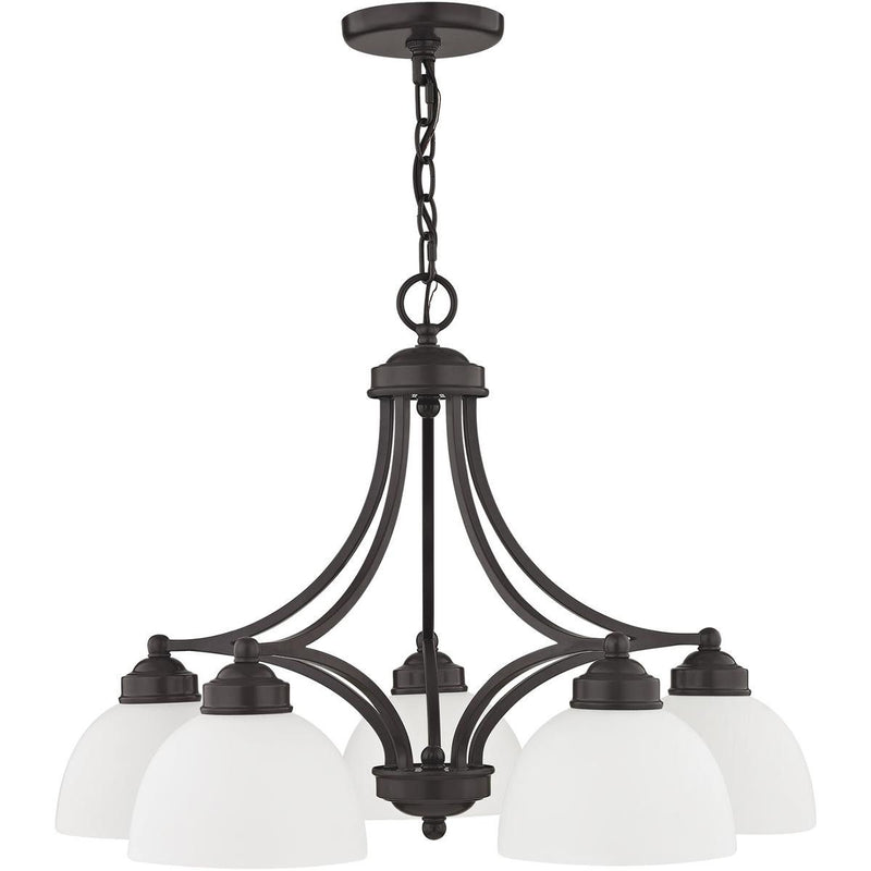 18" Five-Light Dimmable Chandelier With Shades - Bronze