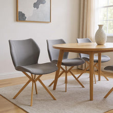 Load image into Gallery viewer, Upholstered Faux Leather Dining Side Chairs (Set of 4) - Gray / Gold
