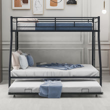 Load image into Gallery viewer, Twin over Full Bed with Sturdy Steel Frame, Bunk Bed with Twin Size Trundle, Two-Side Ladders, Black(OLD SKU:MF194424AAB)
