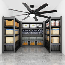 Load image into Gallery viewer, Large Ceiling Fans With Lights And Remote, Indoor / Outdoor Modern Ceiling Fan For Kitchen Living Room Patio, 6 Speed Reversible Quiet DC Motor, Dual Finish 8 Blades - Black
