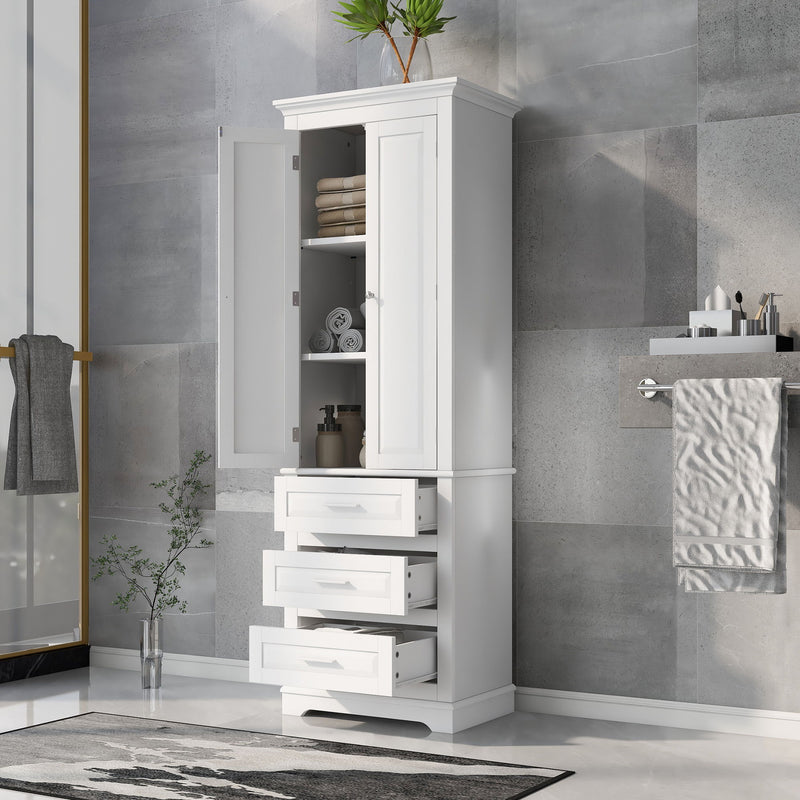 Tall Storage Cabinet With 3 Drawers For Bathroom