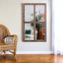 Load image into Gallery viewer, 60" Rustic Solid Window Pane Framed Accent Mirror - Brown
