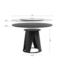 Load image into Gallery viewer, Modern Sintered Stone Dining Table With Round Turntable And Metal Pedestal - White
