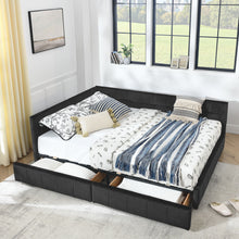 Load image into Gallery viewer, Mid-Century Storage Upholstered Tufted Bed Frame With Backrest And Armrests

