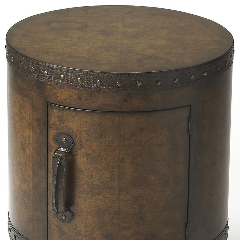 Old World Map Duffel Table - Dark Brown