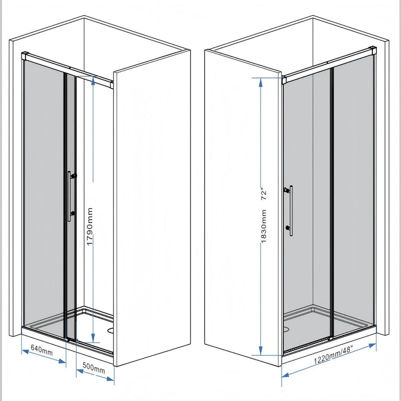 Frameless Single Sliding Shower Door With Handle
