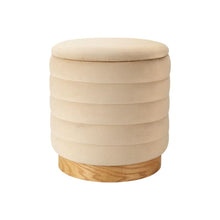 Load image into Gallery viewer, Tufted Cylinder Storage Ottoman - Beige / Natural
