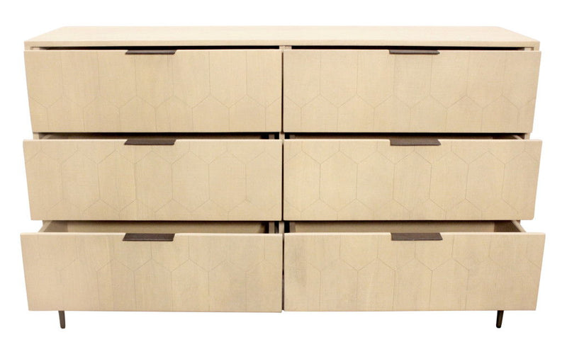 56" Solid Wood Six Drawer Dresser - Natural