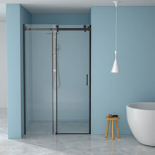 Load image into Gallery viewer, Modern Single Slide Shower Door, Tempered Glass, Stainless Steel Frame
