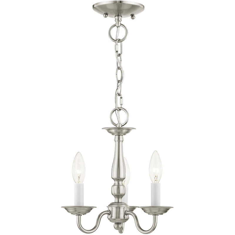 11'' Three Light Dimmable Chandelier With Shades - Nickel