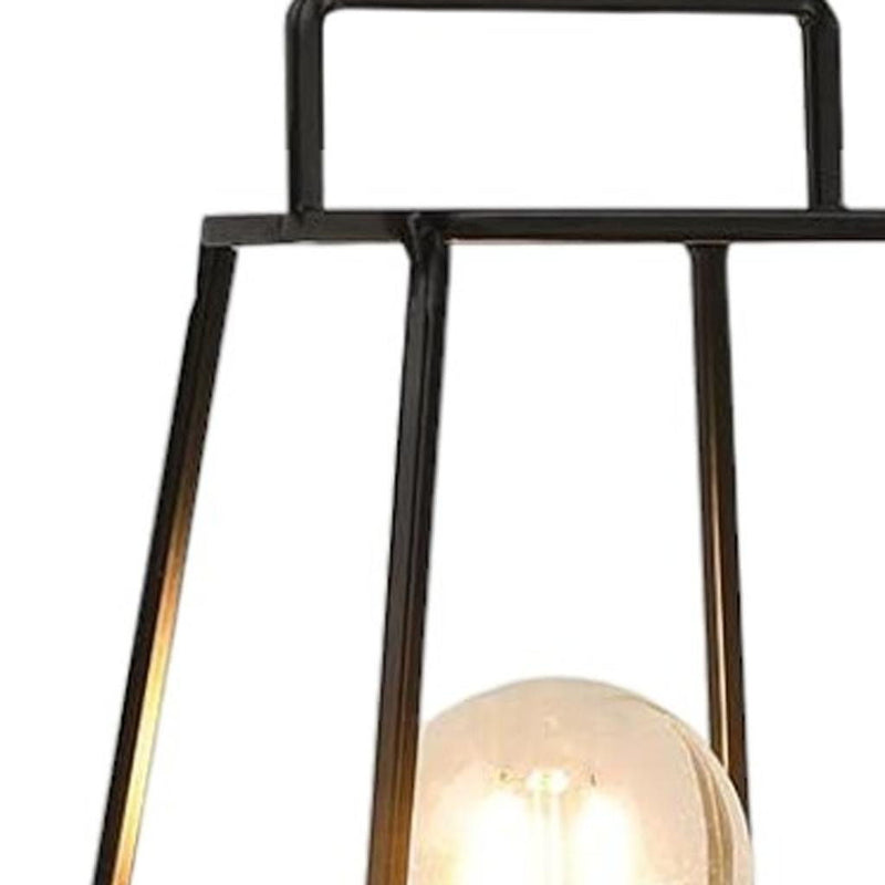 Metal Geometric Battery Operated Desk Lamp With Novelty Shade - Black