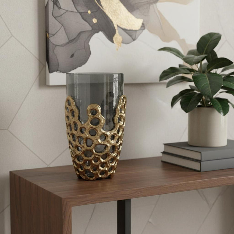 Geo Circles Table Vase - Black / Gold