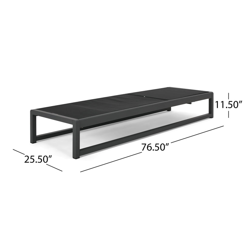 Outdoor Nylon Mesh Chaise Lounge, (Set of 2) - Black / Gray