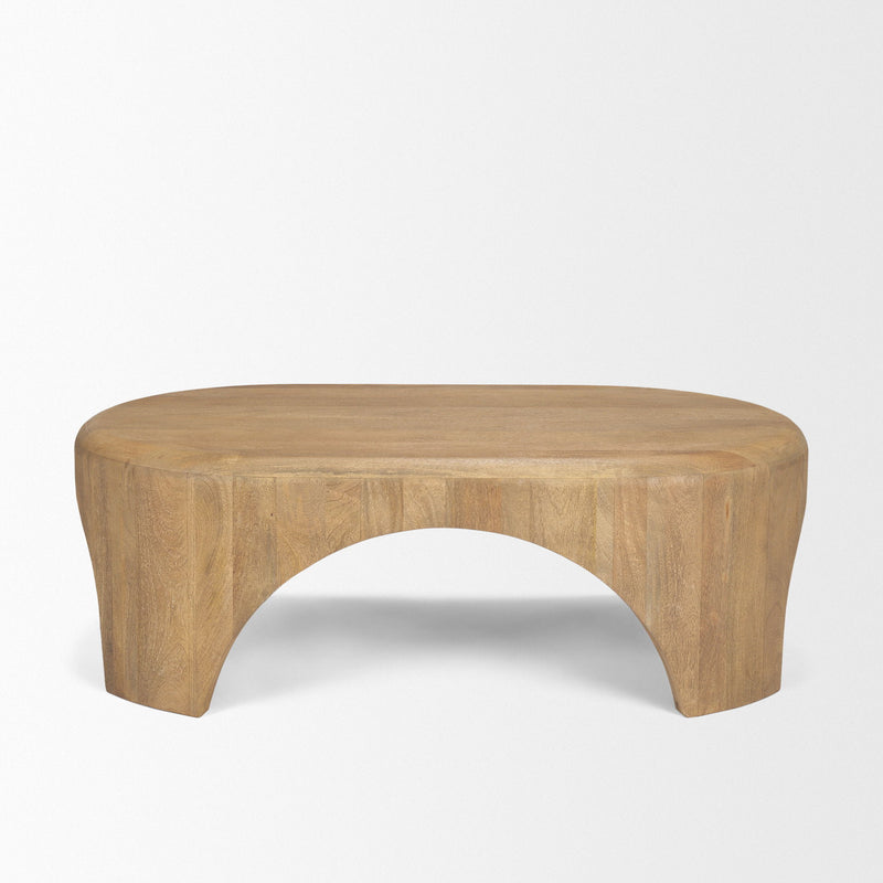 Solid Wood Oval Coffee Table - Light Brown